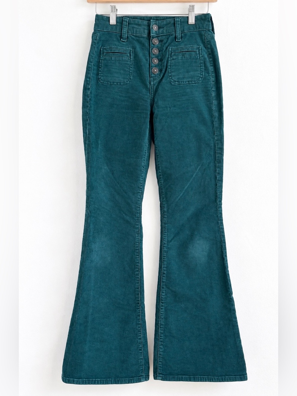 American Eagle Super Hi-Rise Corduroy Flare Pants Dark Teal Green Women’s 00